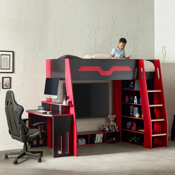 Eagle Single 90cm Gaming Highsleeper - Black and Red