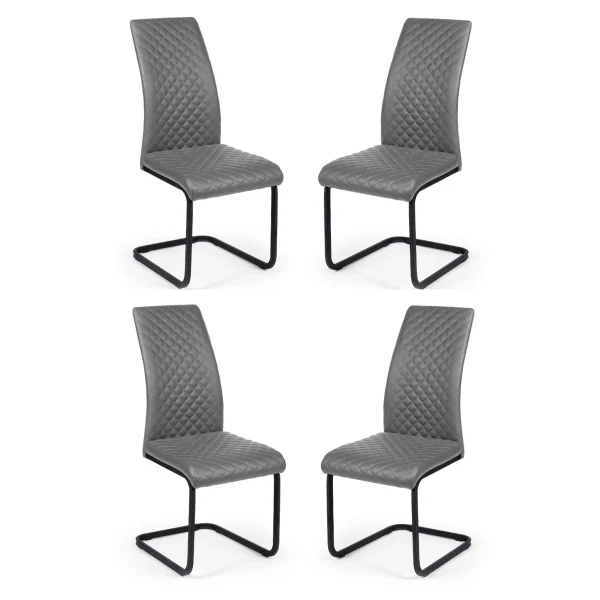 Set of 4 Xavier Grey Upholstered Cantilever Dining Chairs