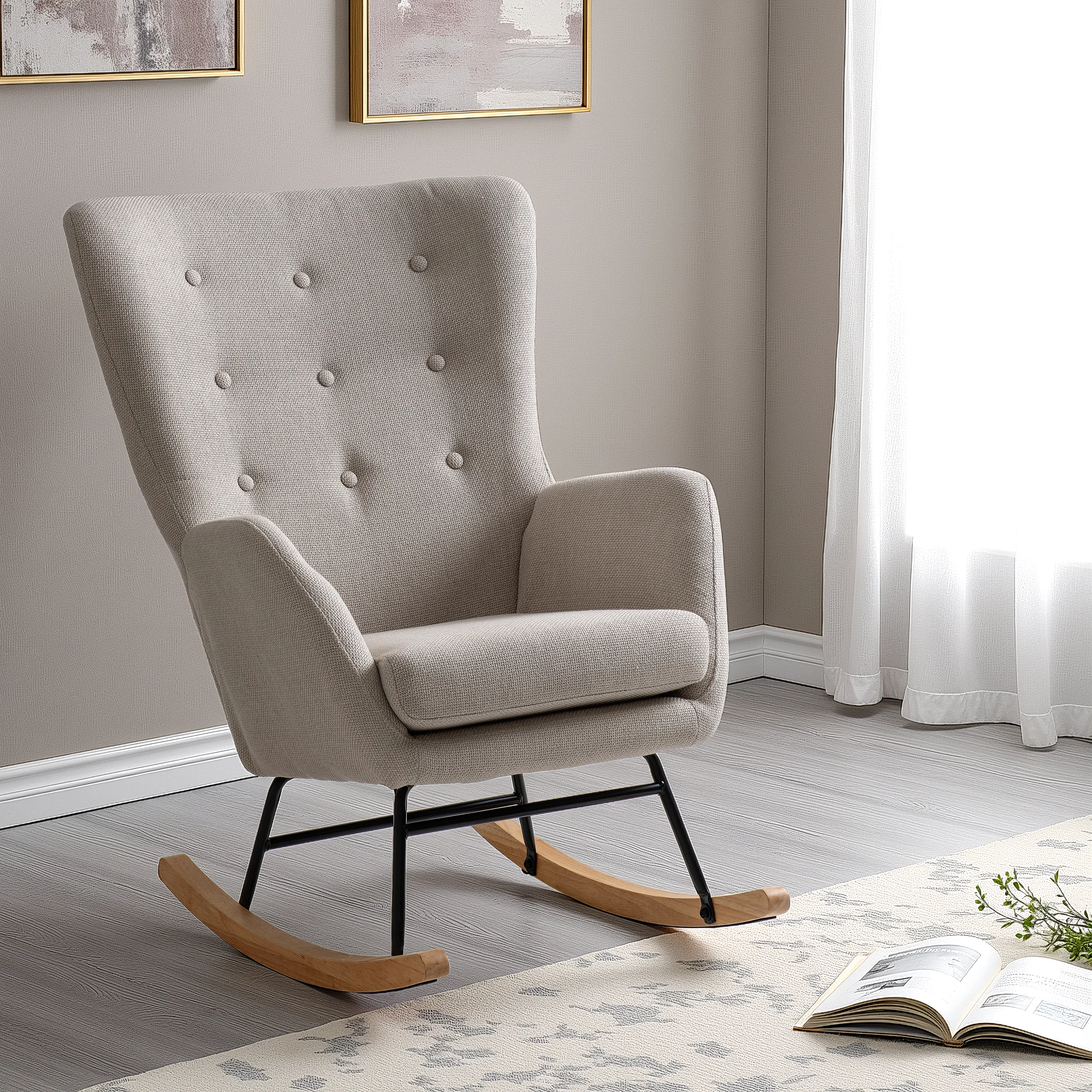 HAYDEN-ROCKING-CHAIR-BEIGE-FABRIC-2025-300-309-041-PR Hayden Rocking Chair Beige Fabric - Image 1