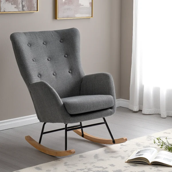 Hayden Rocking Chair Dark Grey Fabric