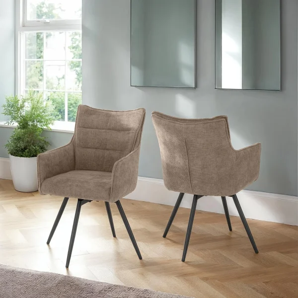 Lewis Carver Swivel Chair (2 Per Box) Fawn Fabric